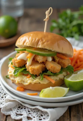 Bánh Mì Chay, sanduíche vegetariano com tofu, servido com legumes frescos e coentro.