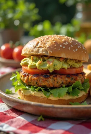Hambúrguer vegano de vegetais servido