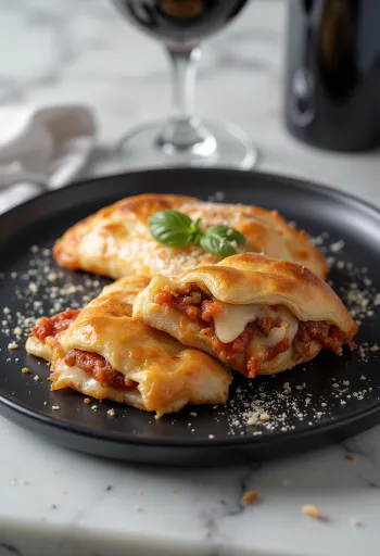 Calzone à bolonhesa assado dourado