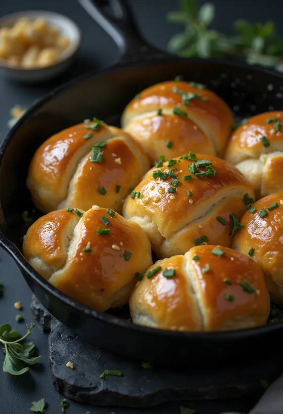 Pão de alho ucraniano pampushky recém-assado