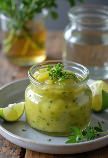 Chutney de limão e tequila com estragão servido