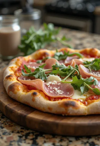 Pizza con Speck e Rucola com presunto speck e rúcula fresca