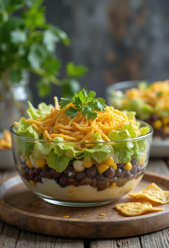 Salada taco com nachos e vegetais