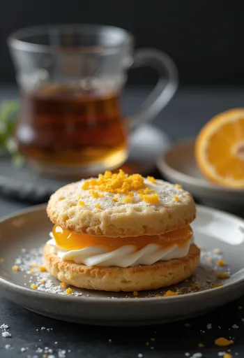 Linzer de ricota e laranja polvilhado com açúcar de confeiteiro