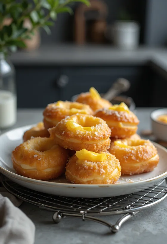 Donut de queijo recheado e polvilhado com queijo
