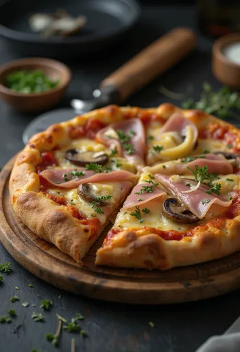 Pizza Capricciosa com Borda Recheada servida