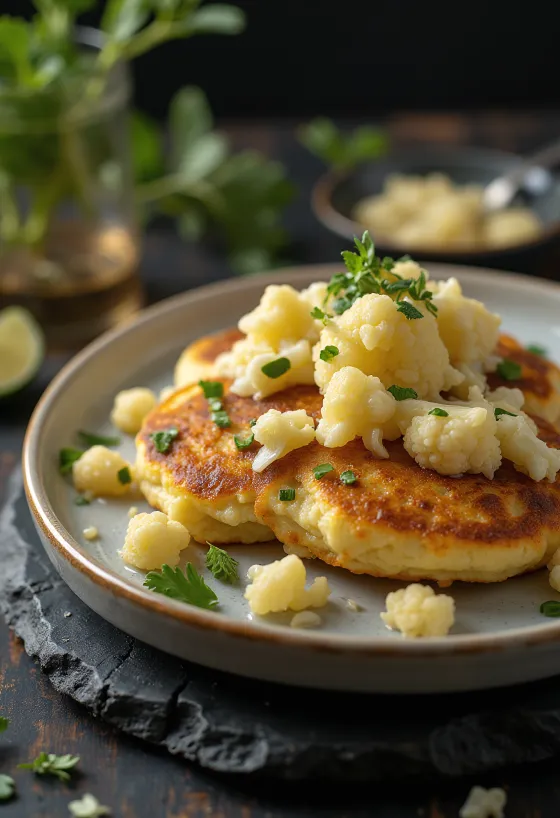 Panqueca de couve-flor recém-assada