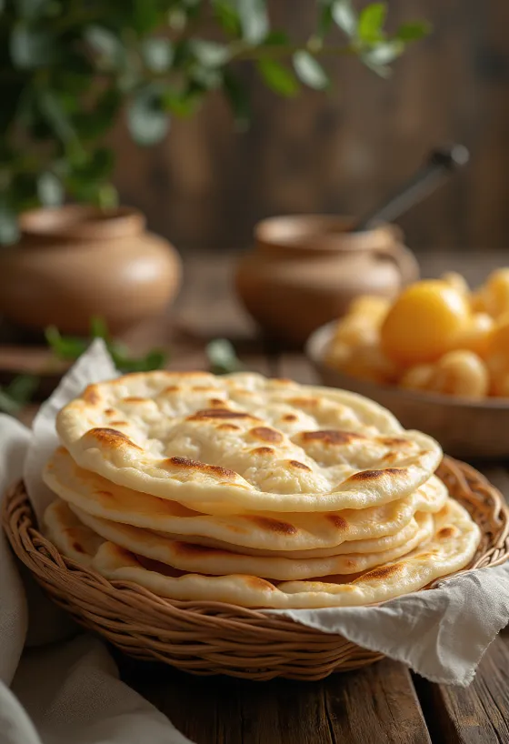 Roti indiano autêntico feito com farinha integral