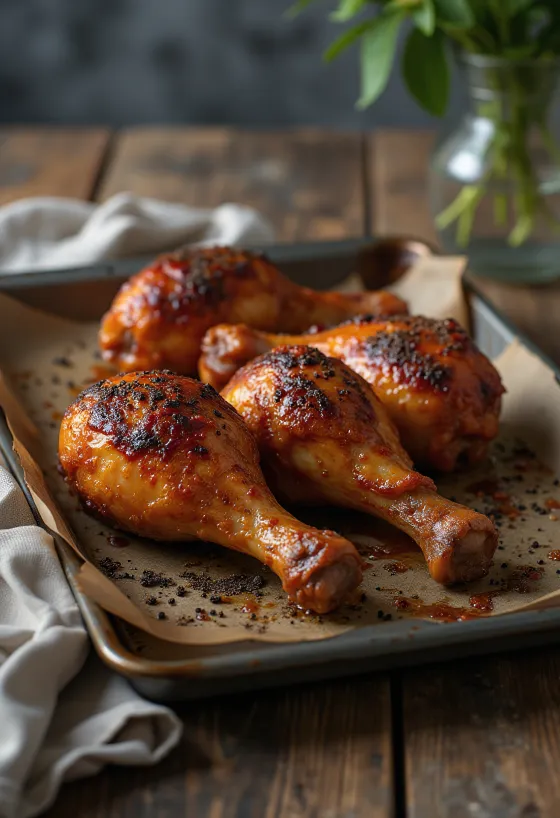 Coxa de frango BBQ servida