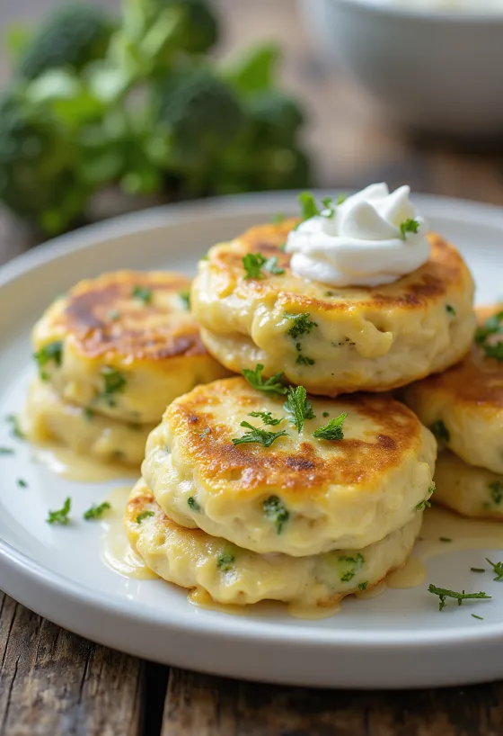 Panqueca de frango com brócolis recém-saída do forno