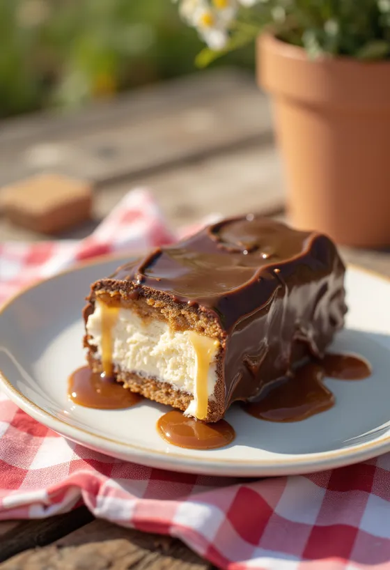 Barrinha de Sorvete Tipo Twix com biscoito e caramelo