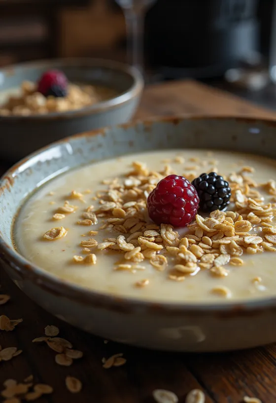 Panna cotta de aveia em flocos no copo