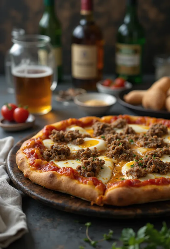 Pizza estilo mongol servida com carne de cordeiro e especiarias