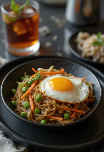 Mee Goreng com ovo, servido fresco