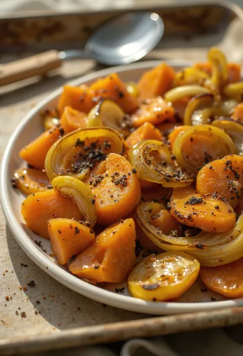 Batata doce assada com alho-poró prebiótica servida fresca