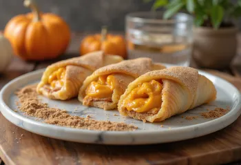 Cannoli de abóbora com canela servido