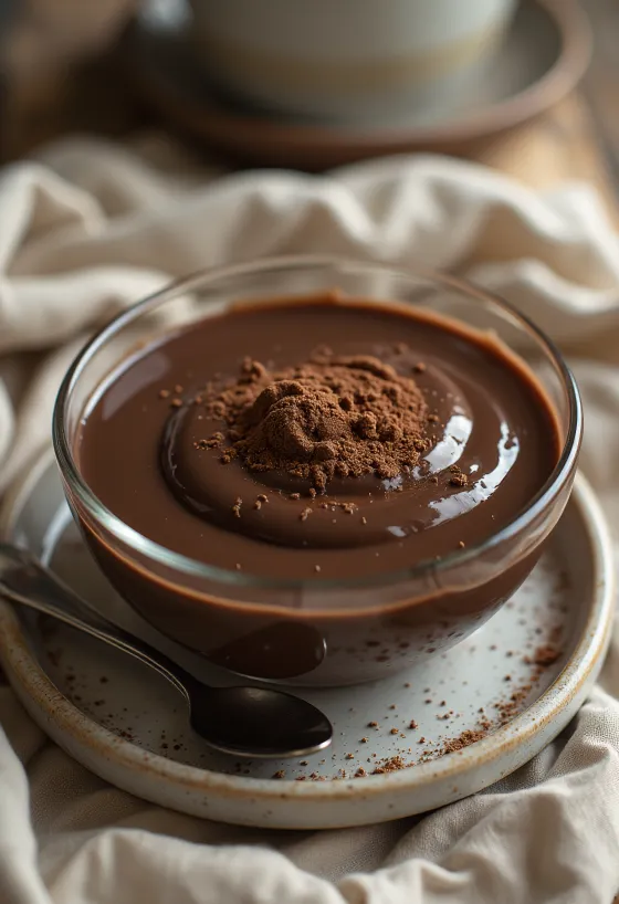 Pudim de chocolate servido em um copo