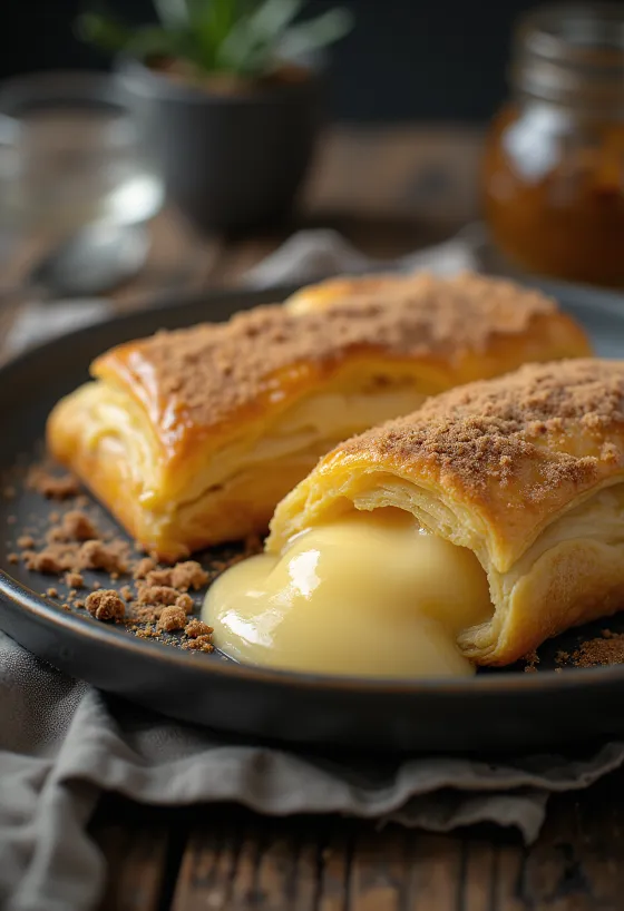 Strudel de pudim servido