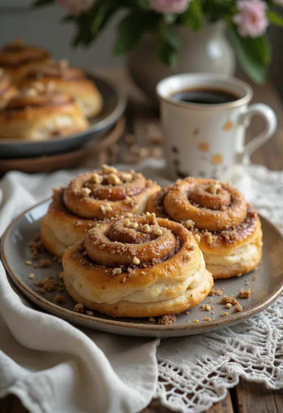 Kanelbulle com avelã recém-assado