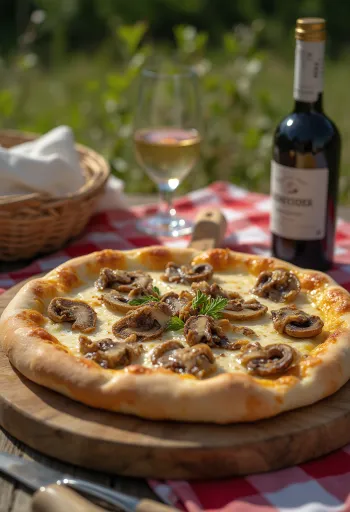 Pizza estilo Ural com funghi porcini