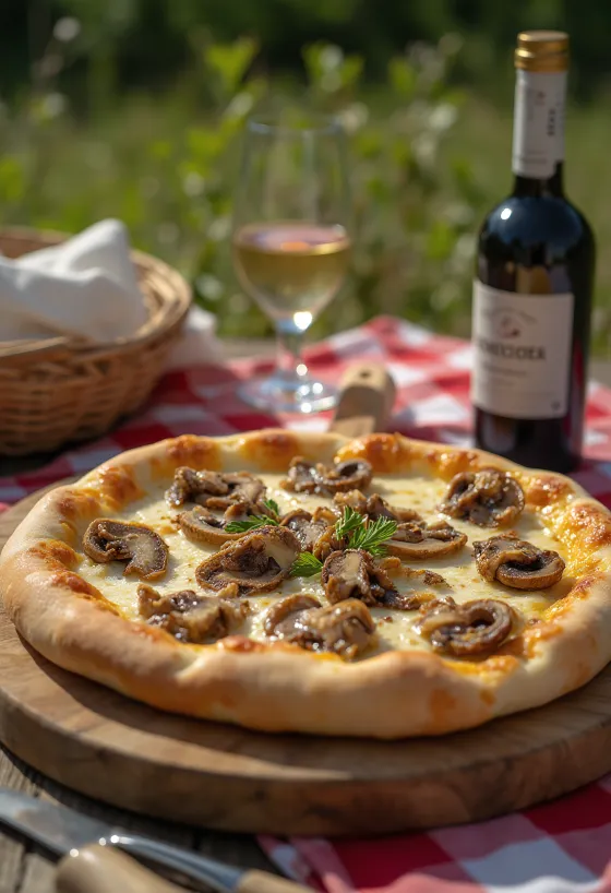 Pizza estilo Ural com funghi porcini