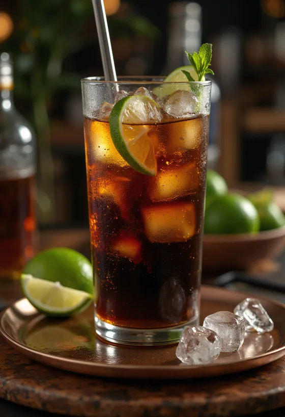 Coquetel Cuba Libre servido fresco