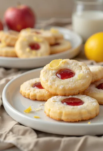 Biscoito linzer de maçã e limão servido