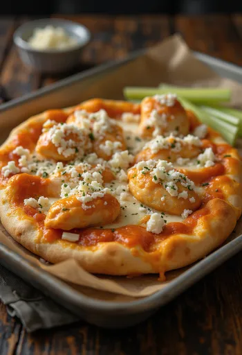 Pizza de frango Buffalo picante com queijo azul