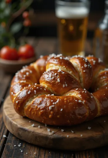 Pretzel clássico caseiro fresco, crocante e dourado