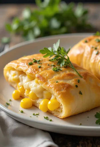 Stromboli de milho servido