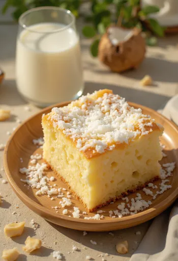 Torta de coco sem lactose decorada com coco ralado