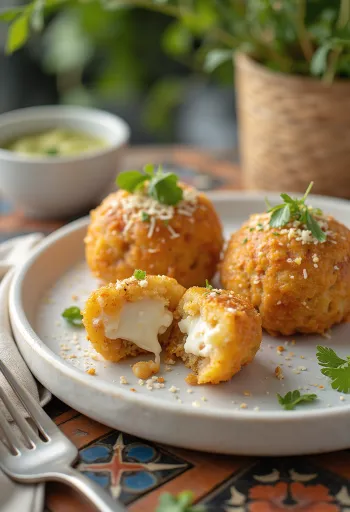 Acarajé com queijo, prato brasileiro crocante com creme de queijo