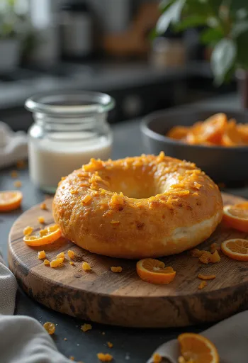 Bagel de rum com laranja cristalizada recém-assado