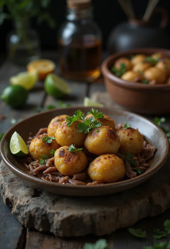 Acarajé com carne seca em massa frita dourada
