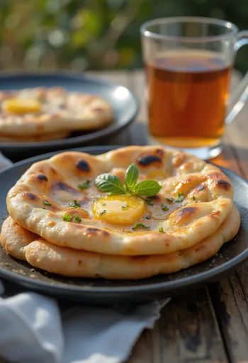Naan de mel e canela servido