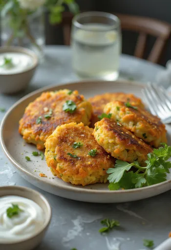 Frikadeller com legumes, frito até ficar crocante