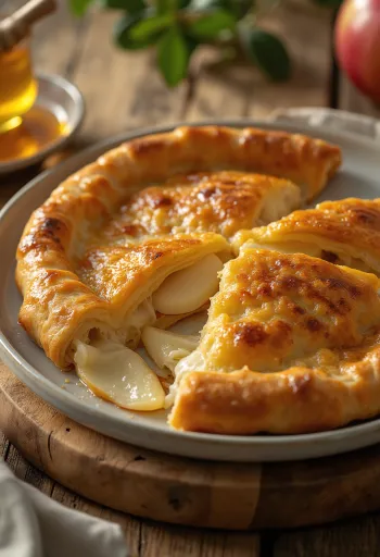 Calzone de maçã com queijo servido