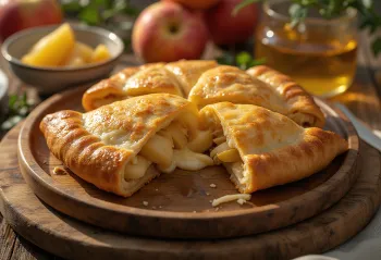 Calzone de maçã com queijo servido