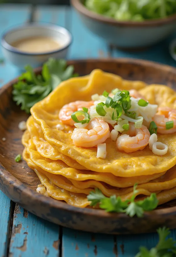 Bánh xèo vietnamita fresco com massa crocante