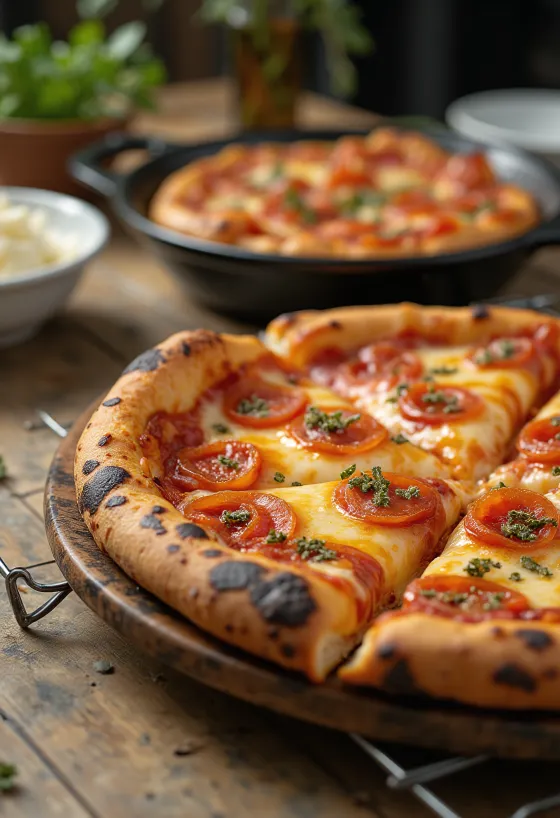 Detroit Style Pizza quadrada, alta e crocante