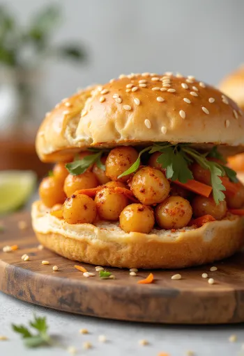 Bao bun com grão-de-bico picante servido