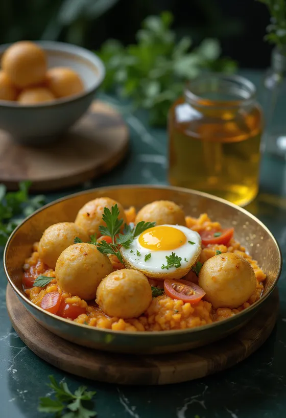 Litti Chokha com cebola, bolas de farinha de trigo fritas com purê de berinjela e coentro fresco