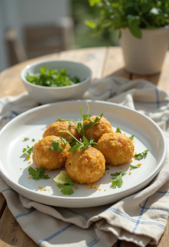 Acarajé servido com vinagrete de tomate verde, prato brasileiro crocante