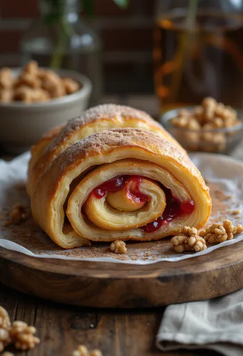 Kürtőskalács com geleia servido