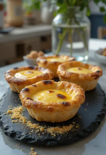 Pastel de nata com massa folhada servido
