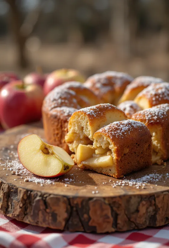 Torta de maçã de inverno servida