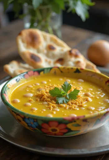 Mungunzá com leite de coco, servido com coentro fresco e acompanhamento de arroz
