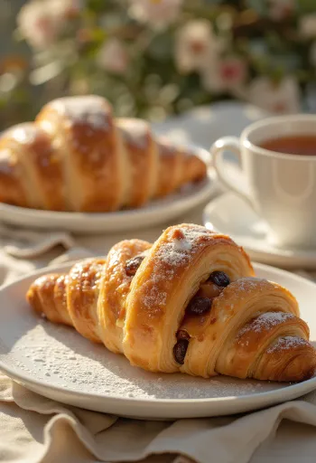 Croissant de maçã caramelizada servido