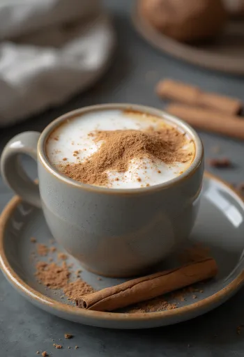 Leite quente com canela servido no copo