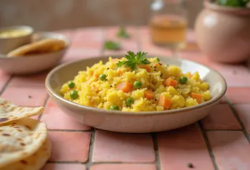 Mistura de arroz, lentilha e vegetais cozidos até a maciez